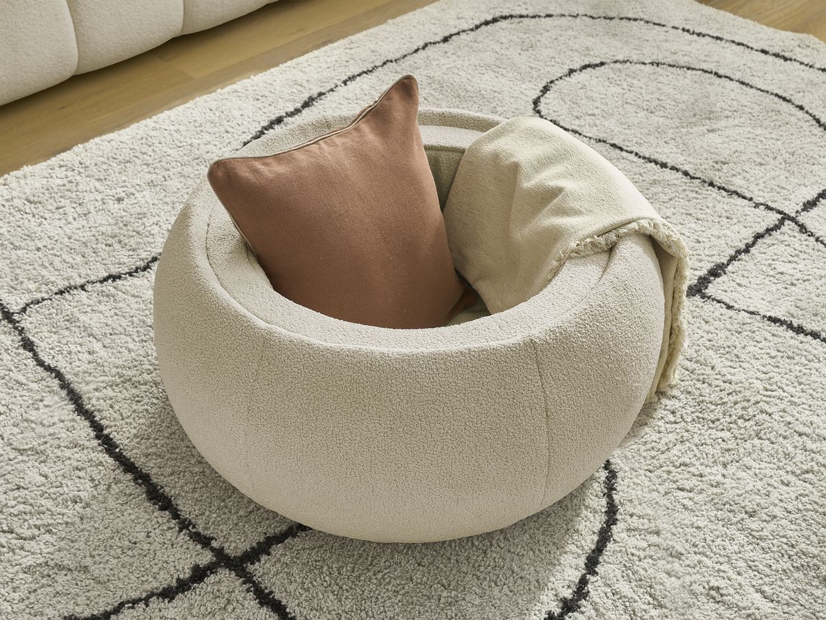 Bobochic Hayden Sofa 2-Sitzer mit Pouf Bouclé-Stoff Beige
