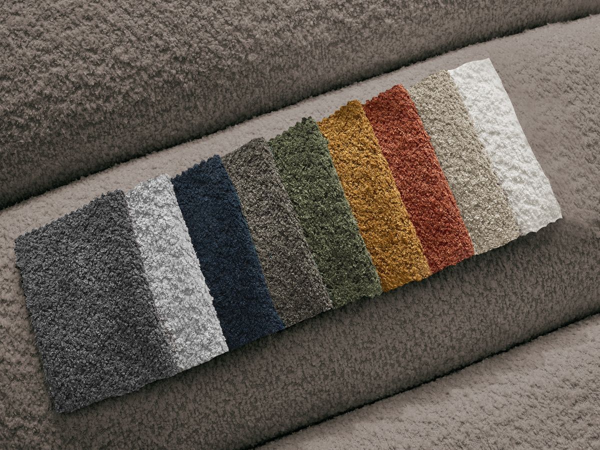 Bobochic Talia Ecksofa mit Pouf Bouclé-Stoff Braun Ecke links