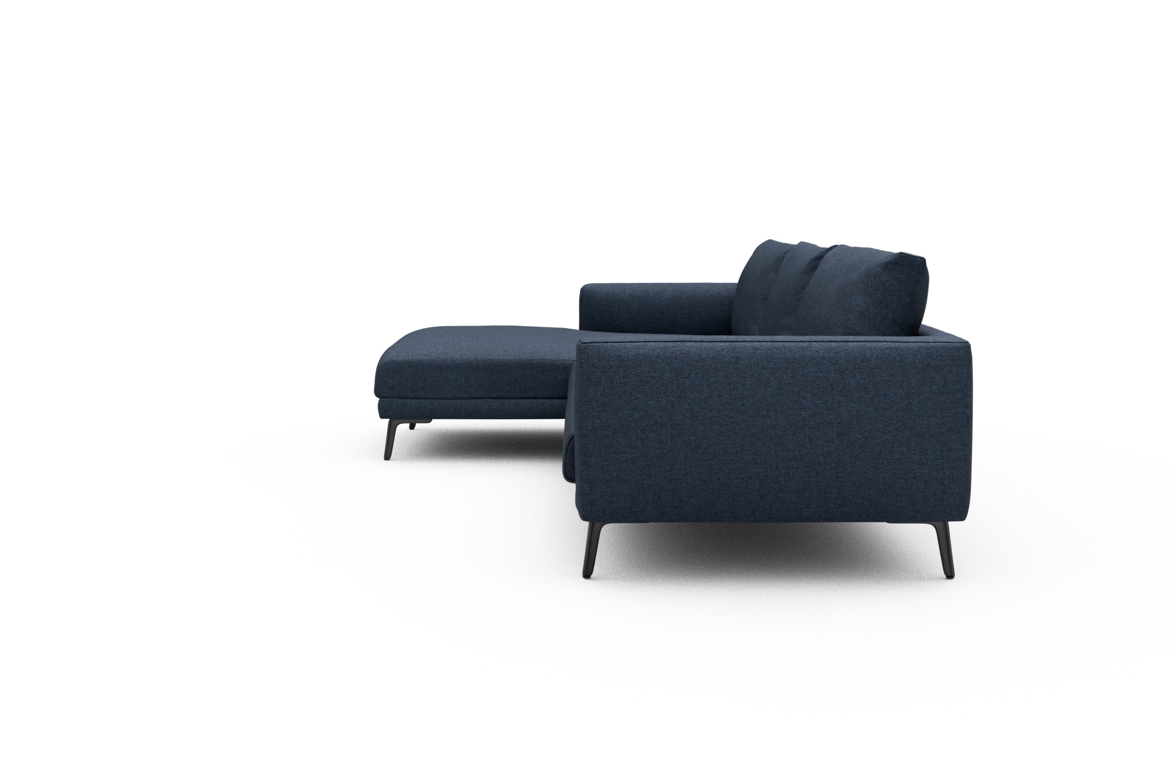 Ecksofa Karl Chaiselongue links mit 2,5-Sitzer Sama-Deep-Blue
