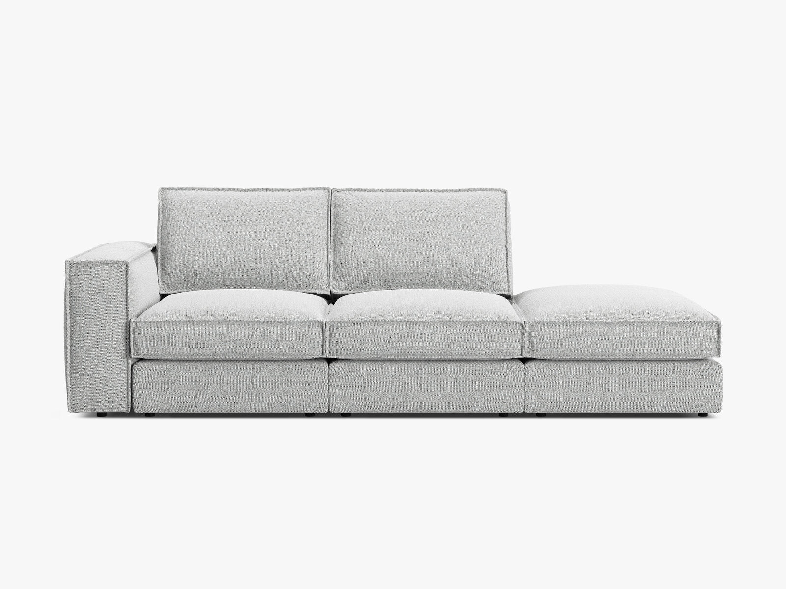 Micadoni modulares offenes Sofa Pola 3-Sitzer Rechts Strukturierter Stoff Babel Hellgrau