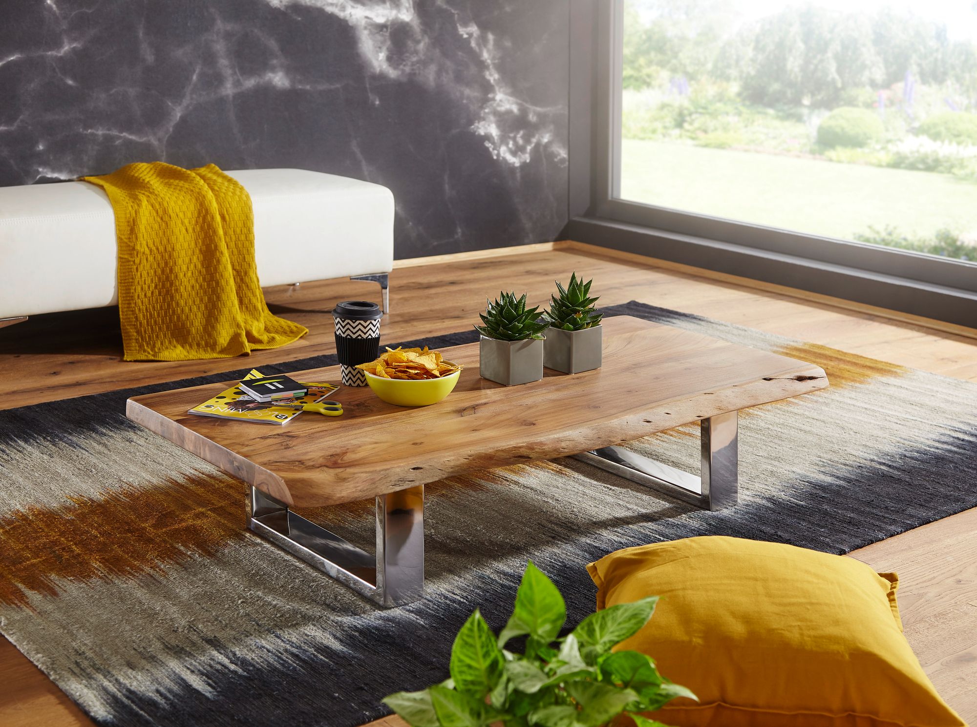 Couchtisch Assens Akazie Massivholz 115 × 58 × 25 cm