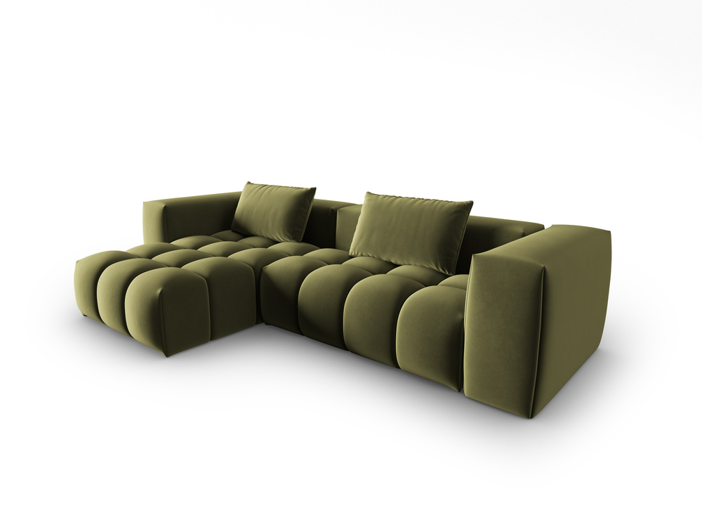 Cosmopolitan Design Ecksofa Verona 3-Sitzer Samt Casino Hellgrün Links