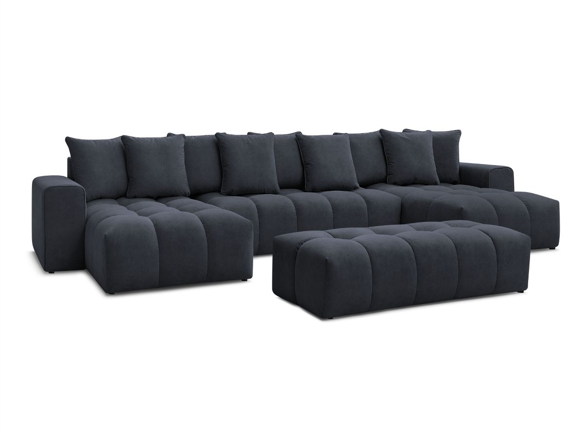 Bobochic Mont-blanc Wohnlandschaft mit Pouf Samt Dunkelblau