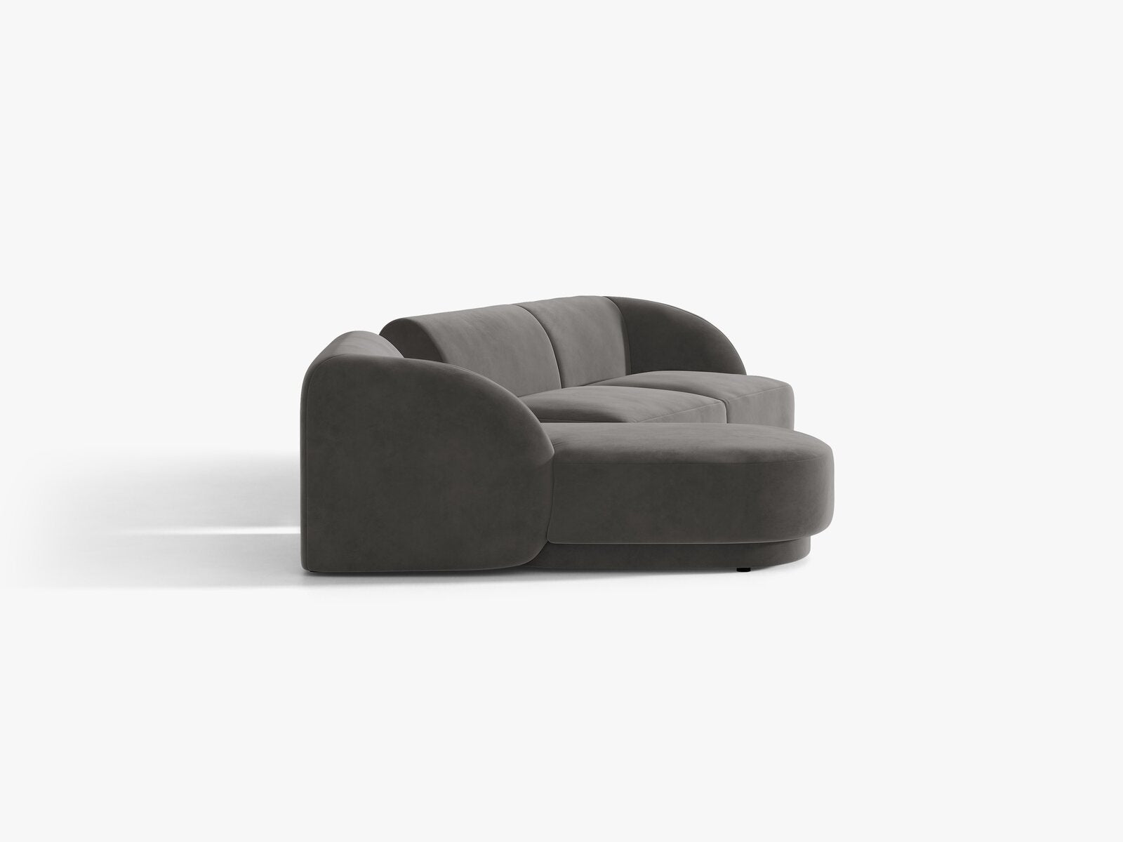 Micadoni Modulares Sofa Miley mit Recamiere 3-Sitzer Links Samt Venus Grau