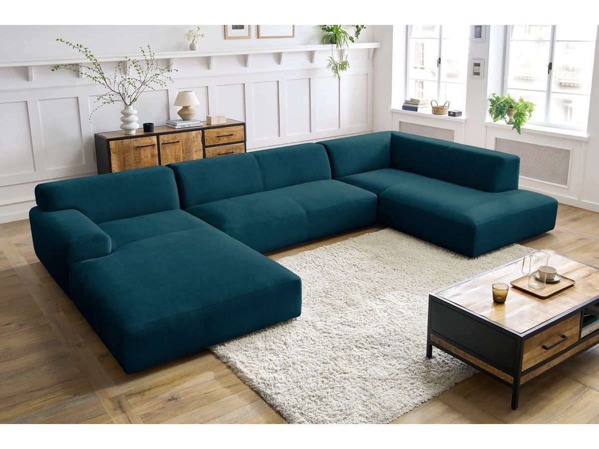 Bobochic Lavena Wohnlandschaft 399 × 220 cm Samt Dunkelblau Ecke links