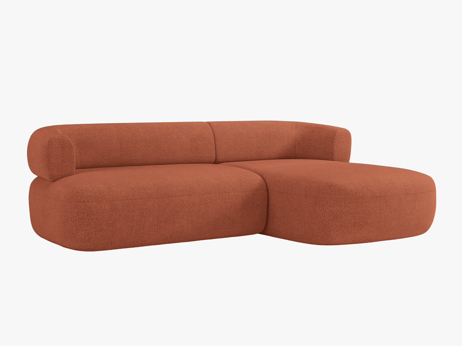 Micadoni 5-Sitzer Ecksofa Jenny Rechts Boucle Now or Never Ziegel