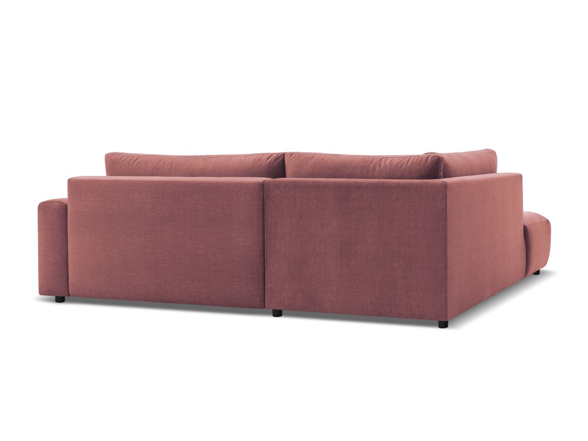 Bobochic Arsene Ecksofa mit Schlaffunktion und Bettkasten und Pouf 277 × 200 cm Samt Orange Ecke links