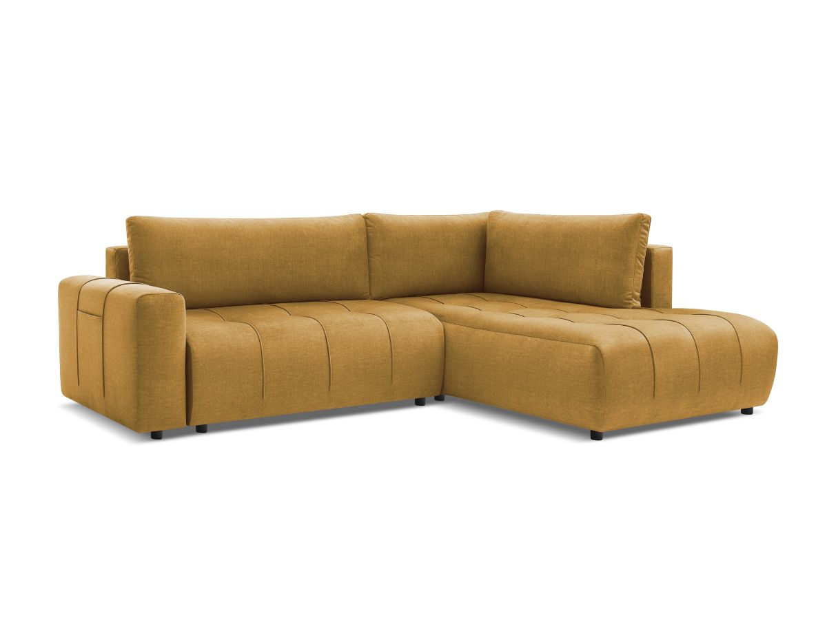 Bobochic Arsene Ecksofa mit Schlaffunktion und Bettkasten 277 × 200 cm Samt Gelb Ecke rechts