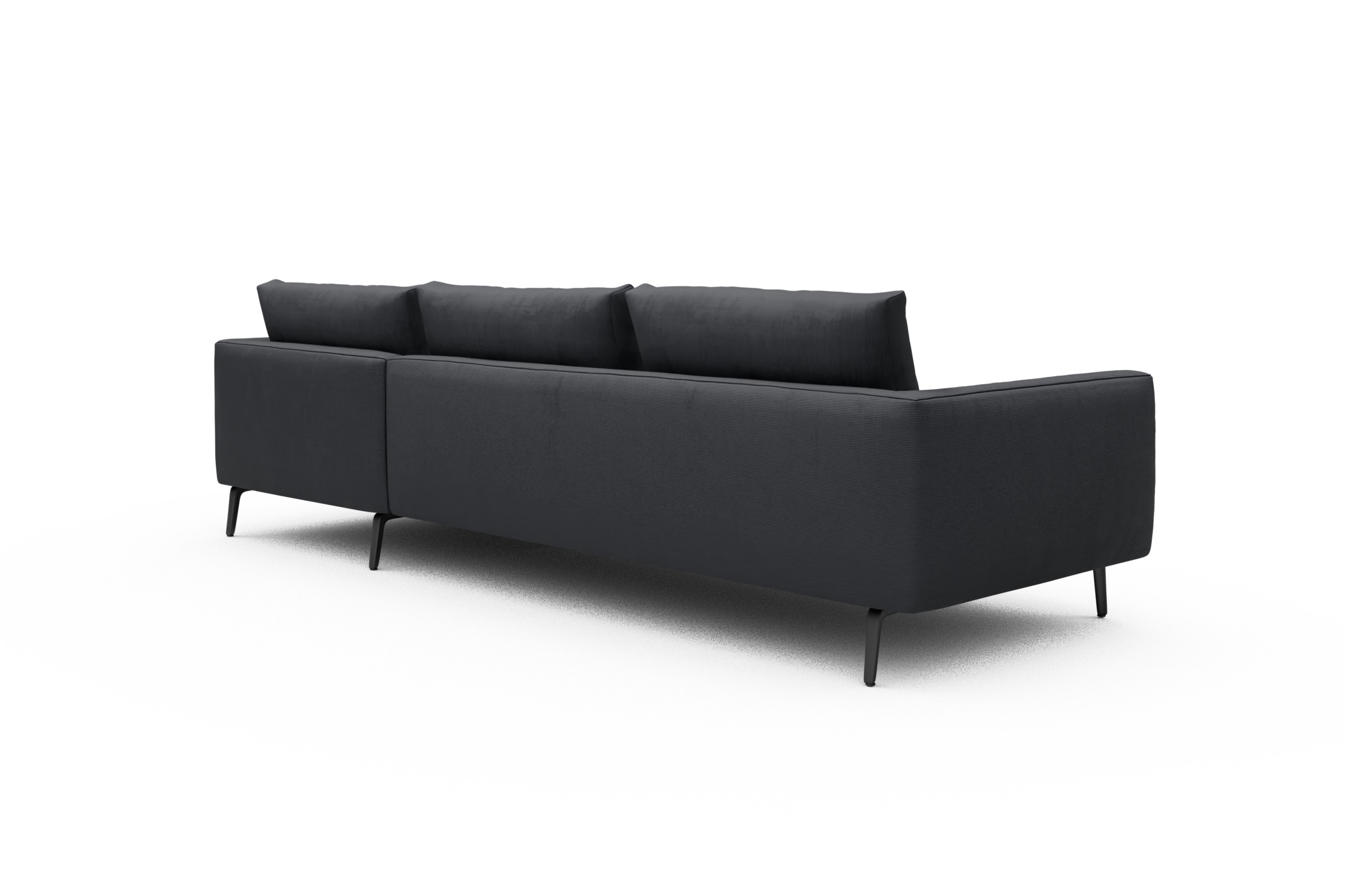 Ecksofa Karl Chaiselongue rechts mit 2,5-Sitzer Cordufine-Slate-Grey