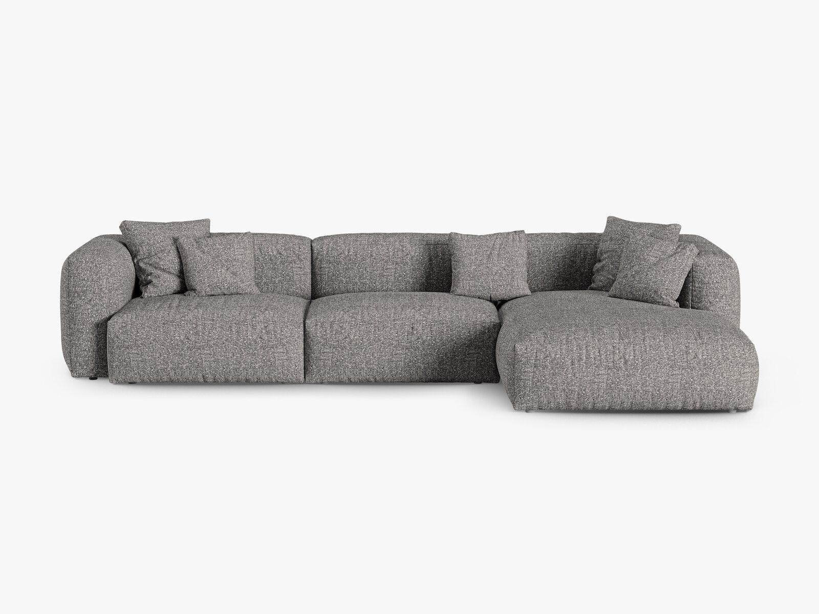 Micadoni Ecksofa Martina 3-Sitzer 90cm Sitztiefe Rechts Boucle Monet Graphit