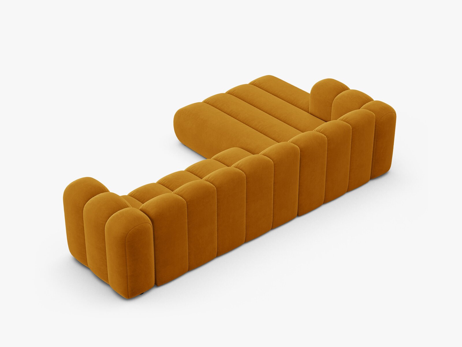 Micadoni Modulares Ecksofa Lupine 4-Sitzer Links Samt Salvador Gelb