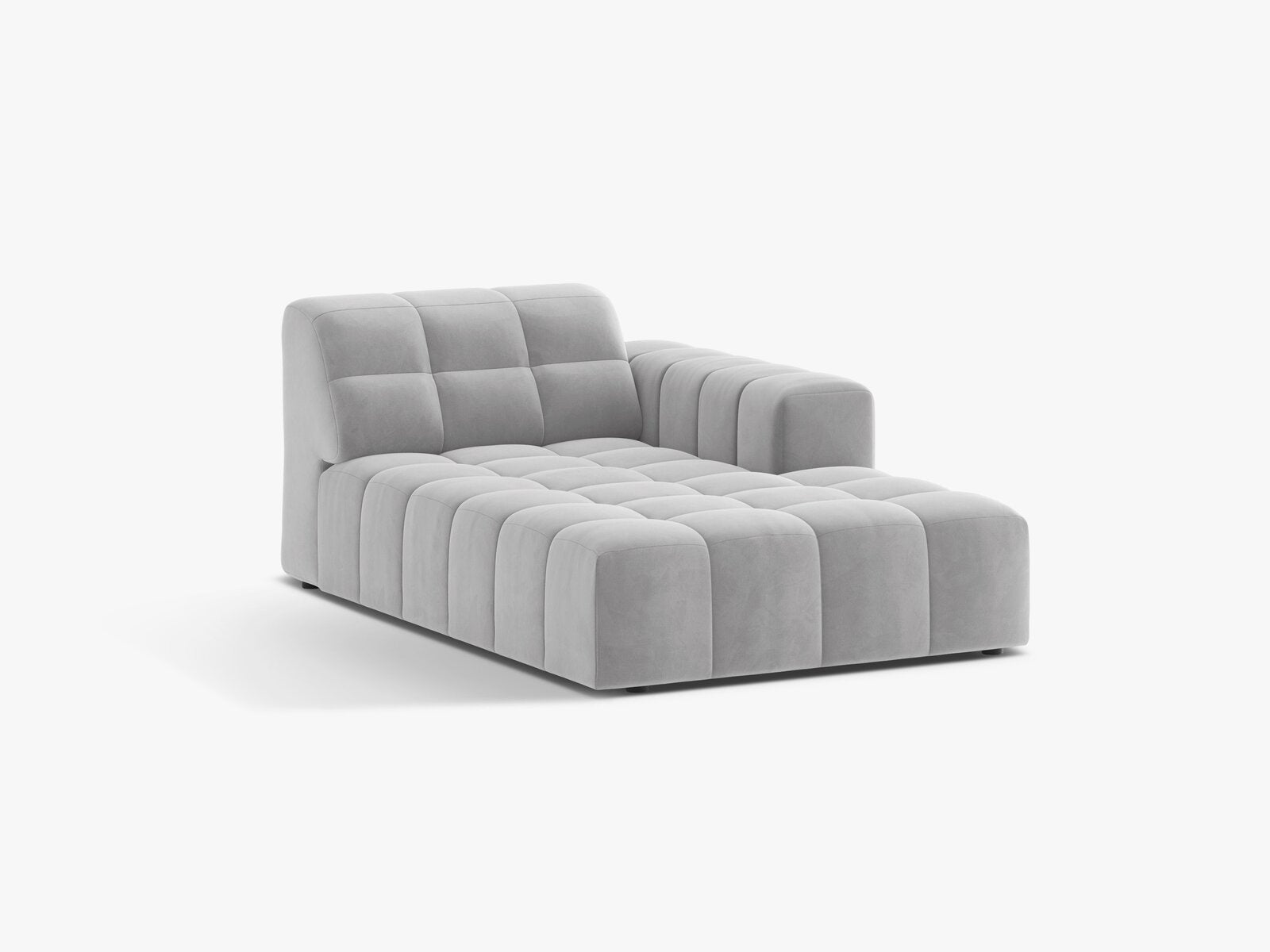 Micadoni Jennifer Chaiselongue Rechts Samt Bluvel Silber