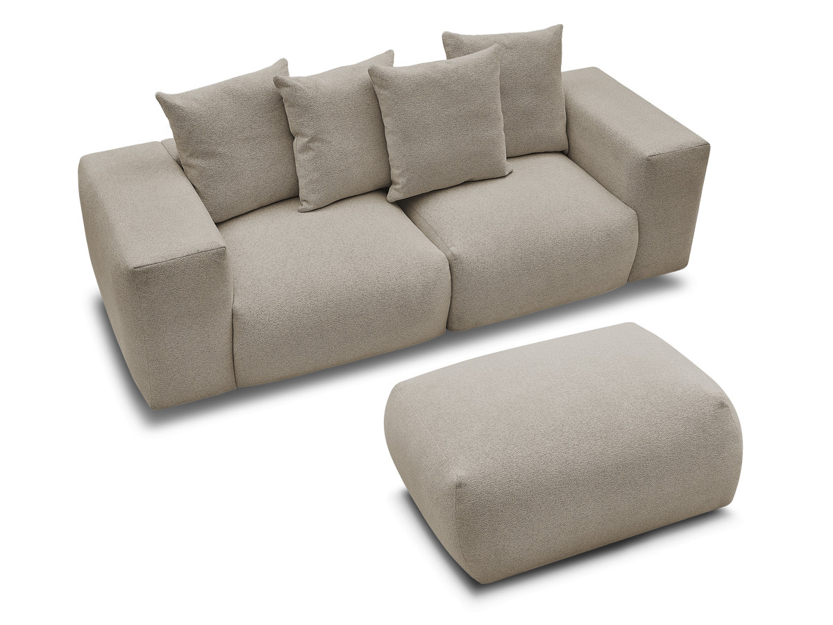 Bobochic Voltaire Sofa 4-Sitzer mit Pouf 248 × 100 cm Melange-Stoff Taupe