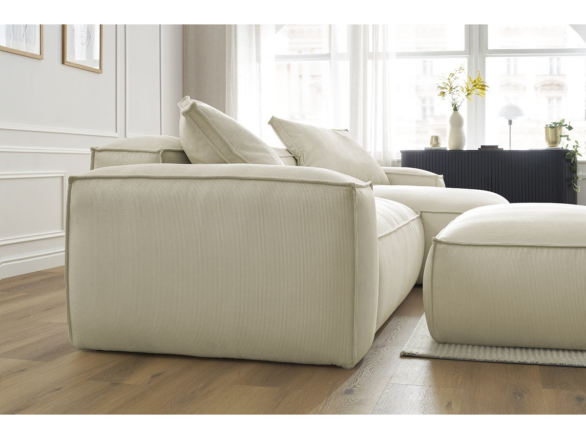 Bobochic Boheme Ecksofa mit Pouf Cordsamt Beige