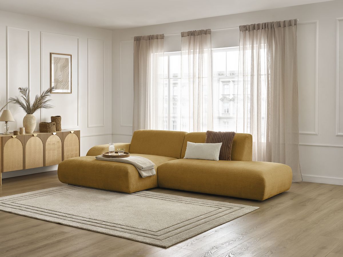 Bobochic Sirius Ecksofa 300 × 170 cm Strukturstoff Gelb Ecke links