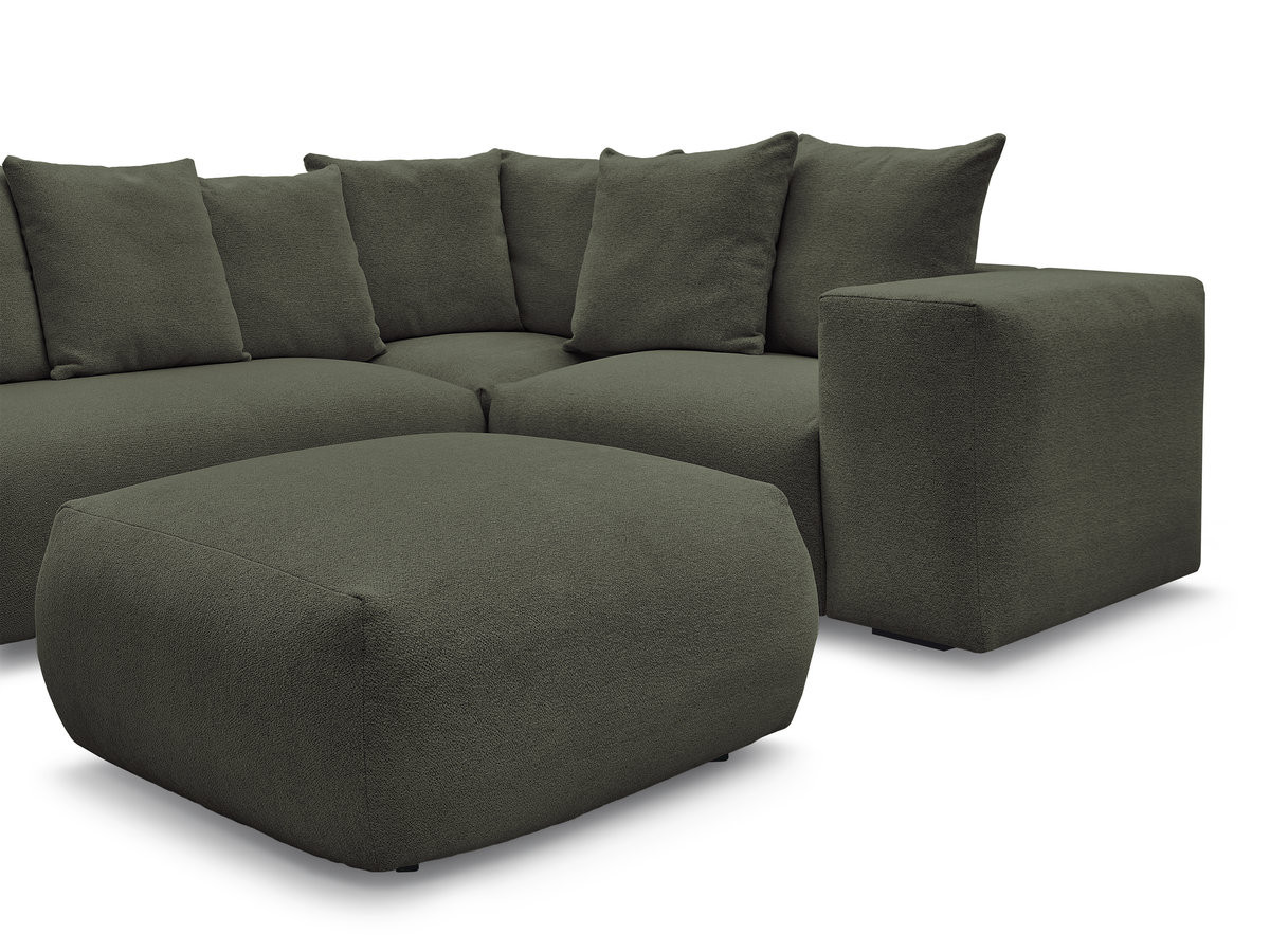 Bobochic Voltaire Ecksofa mit Pouf 268 × 214 cm Melange-Stoff Grün Ecke rechts