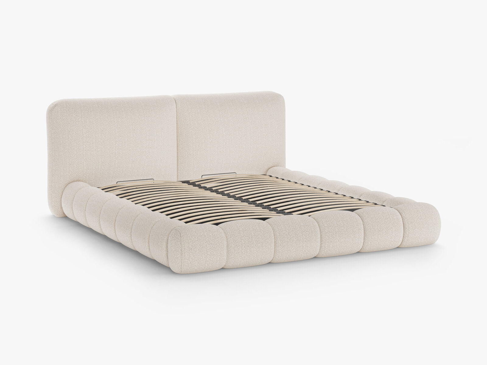 Micadoni Stauraumbett mit Kopfteil Solange Chenille Silencio Helles Beige 200x200