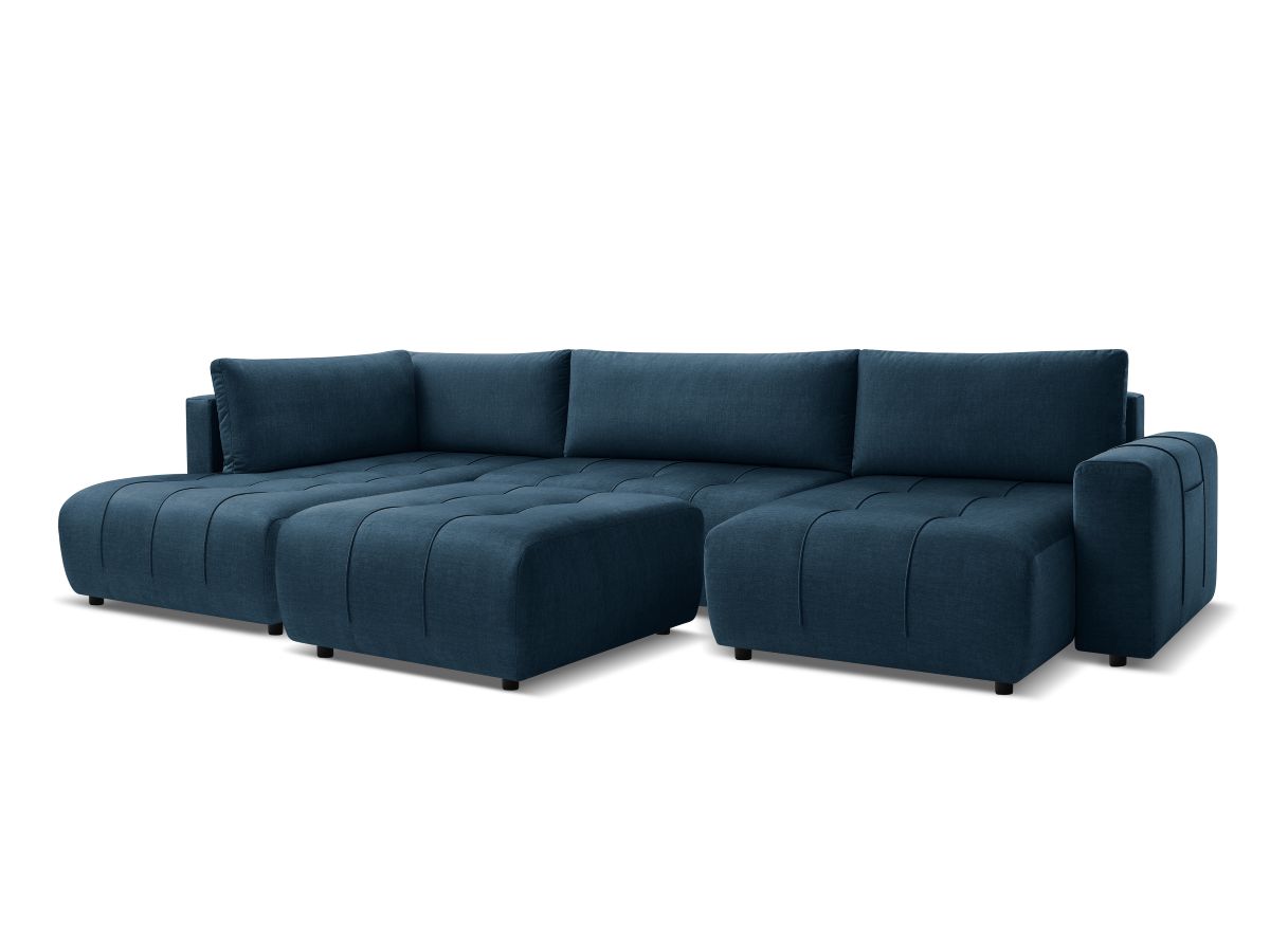 Bobochic Arsene Wohnlandschaft mit Pouf Samt Blau Ecke rechts
