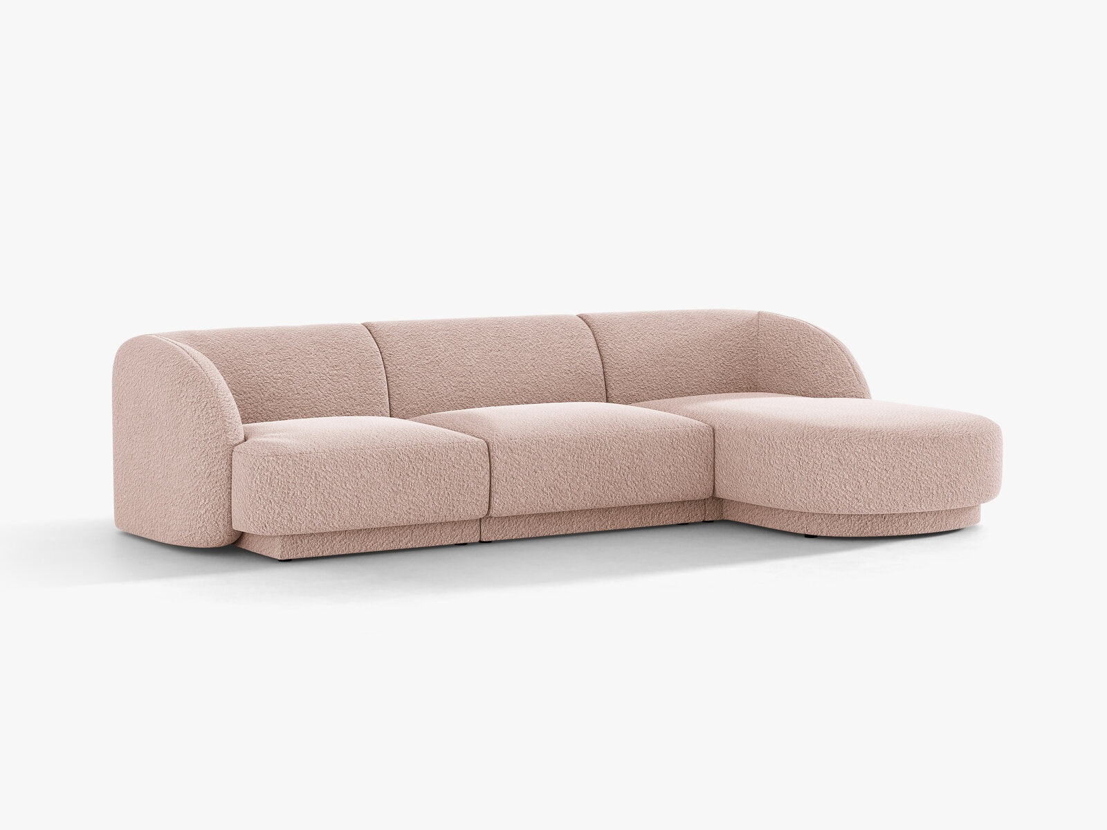 Micadoni Ecksofa Miley 4-Sitzer Boucle Baloo Puderrosa Rechts