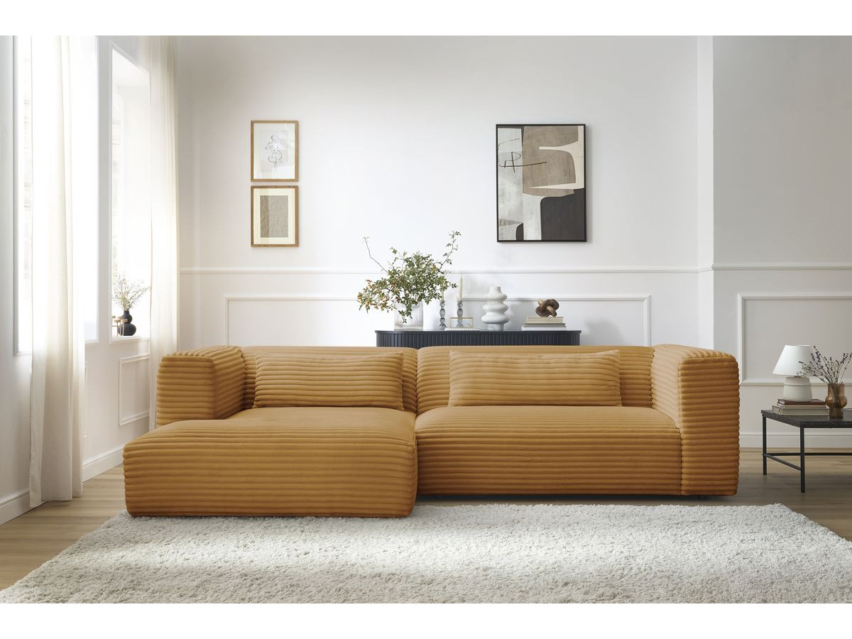 Bobochic Harry Ecksofa Breitcord weich Gelb Ecke links