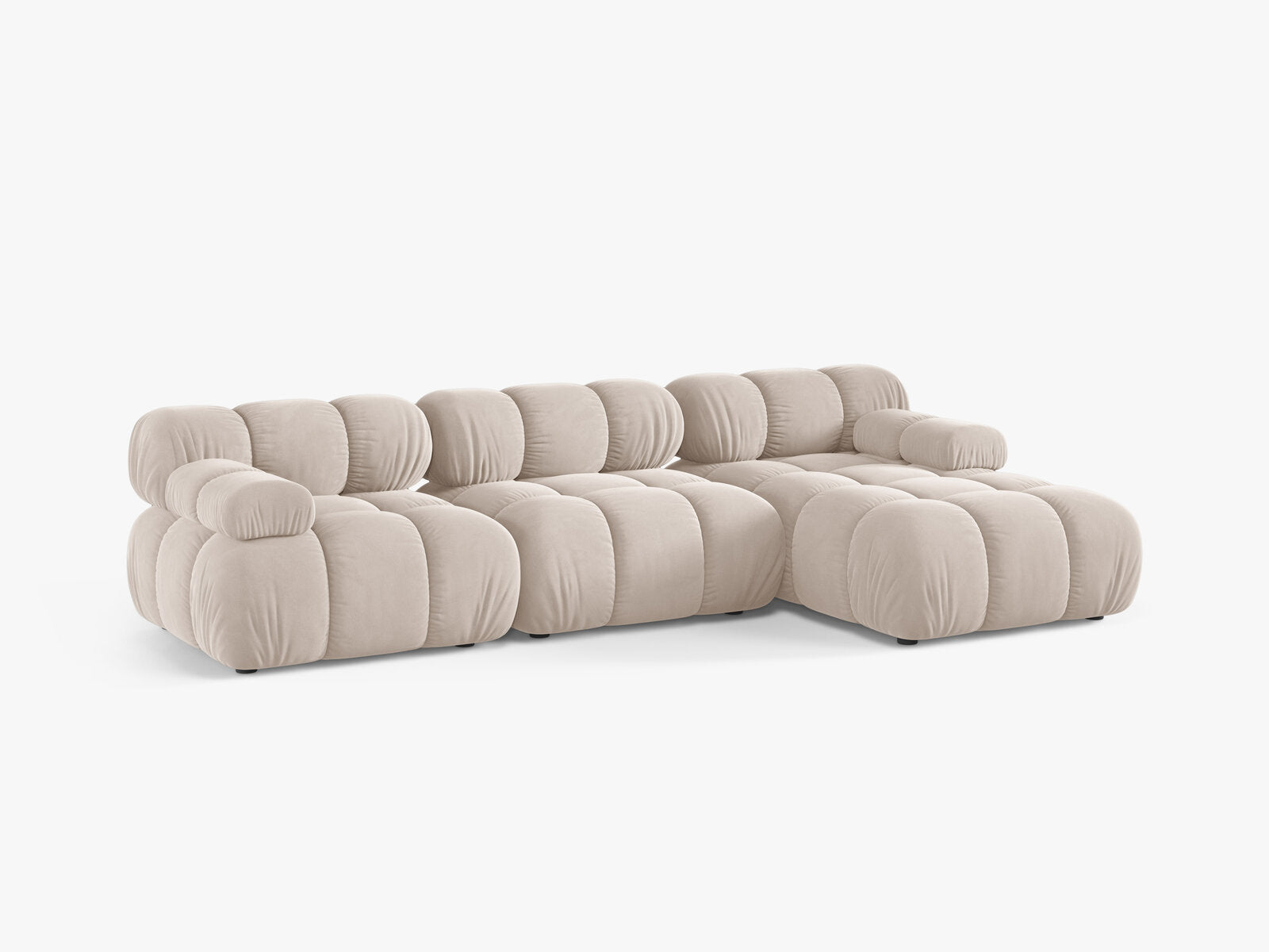 Micadoni Modulares Ecksofa Bellis 4-Sitzer Rechts Samt Venus Helles Beige