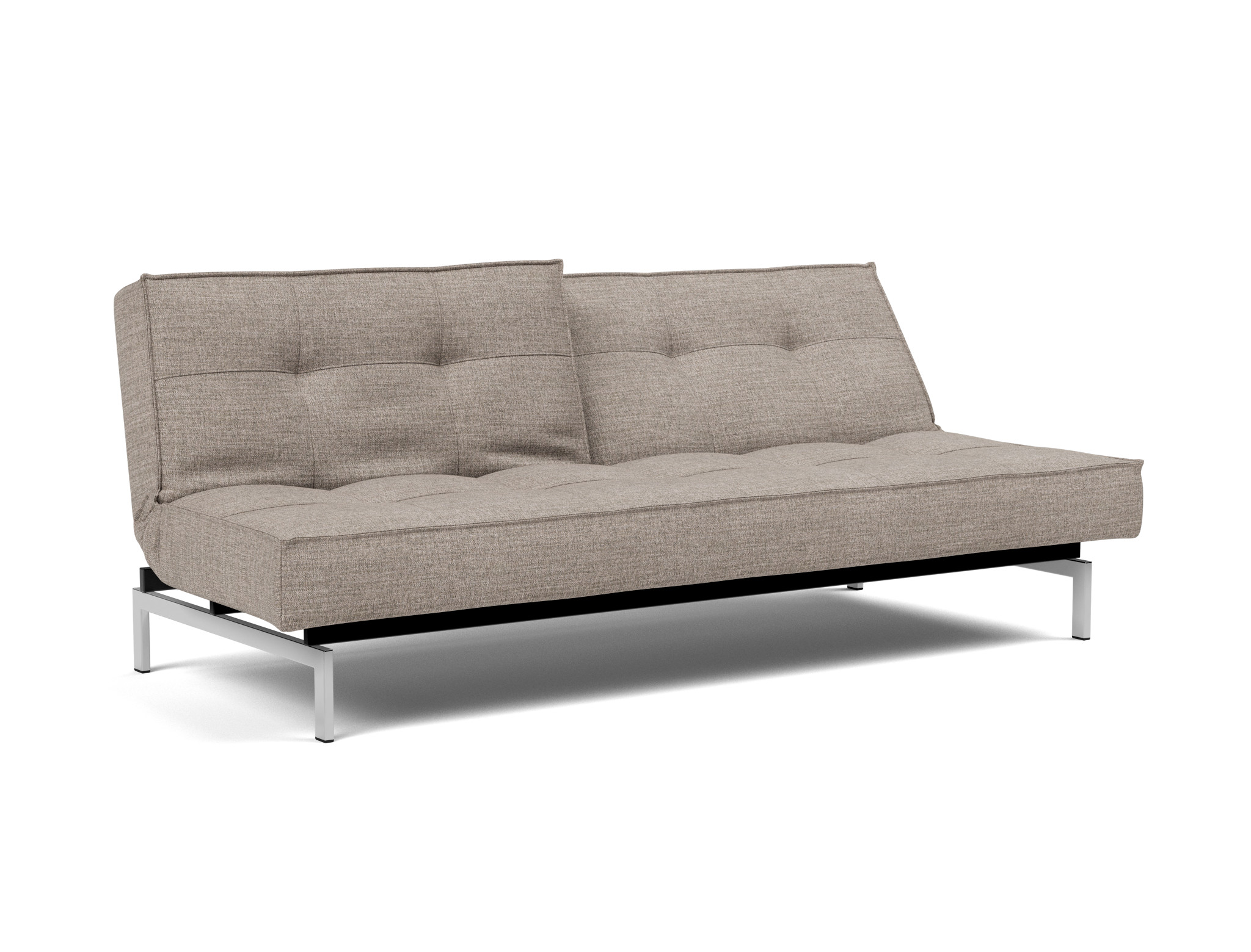 Schlafsofa Splitback Chenille Yuveno 472-Warm-Grey Beine Chrom