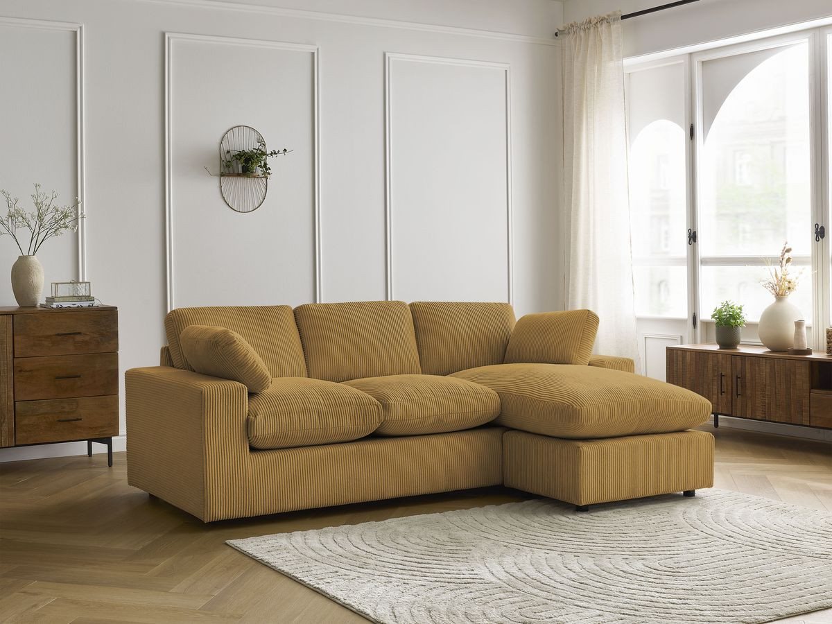 Bobochic Belair Ecksofa 220 × 139 cm Cordsamt Gelb