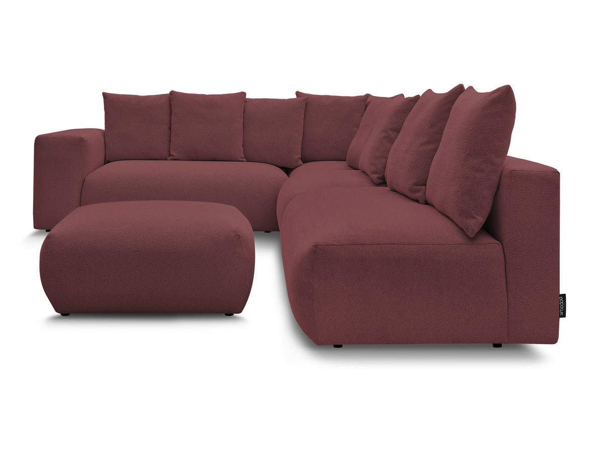 Bobochic Voltaire Ecksofa mit Pouf 322 × 268 cm Melange-Stoff Rot Ecke links