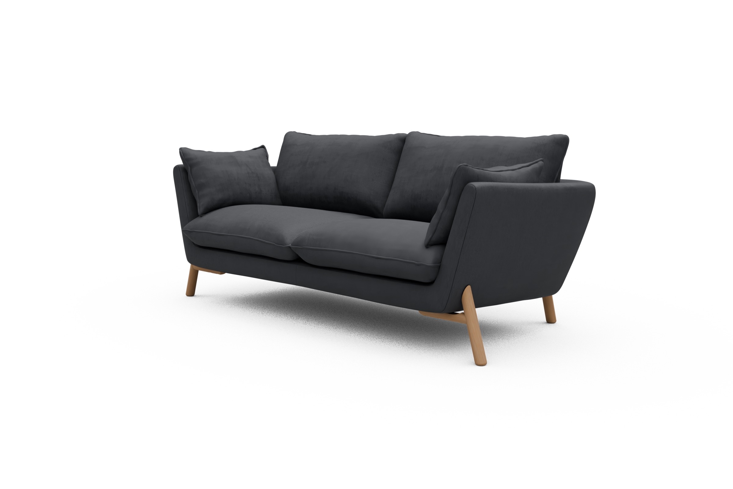 Sofa Emil 2-Sitzer Beinfarbe Eiche Natur Cordufine-Slate-Grey