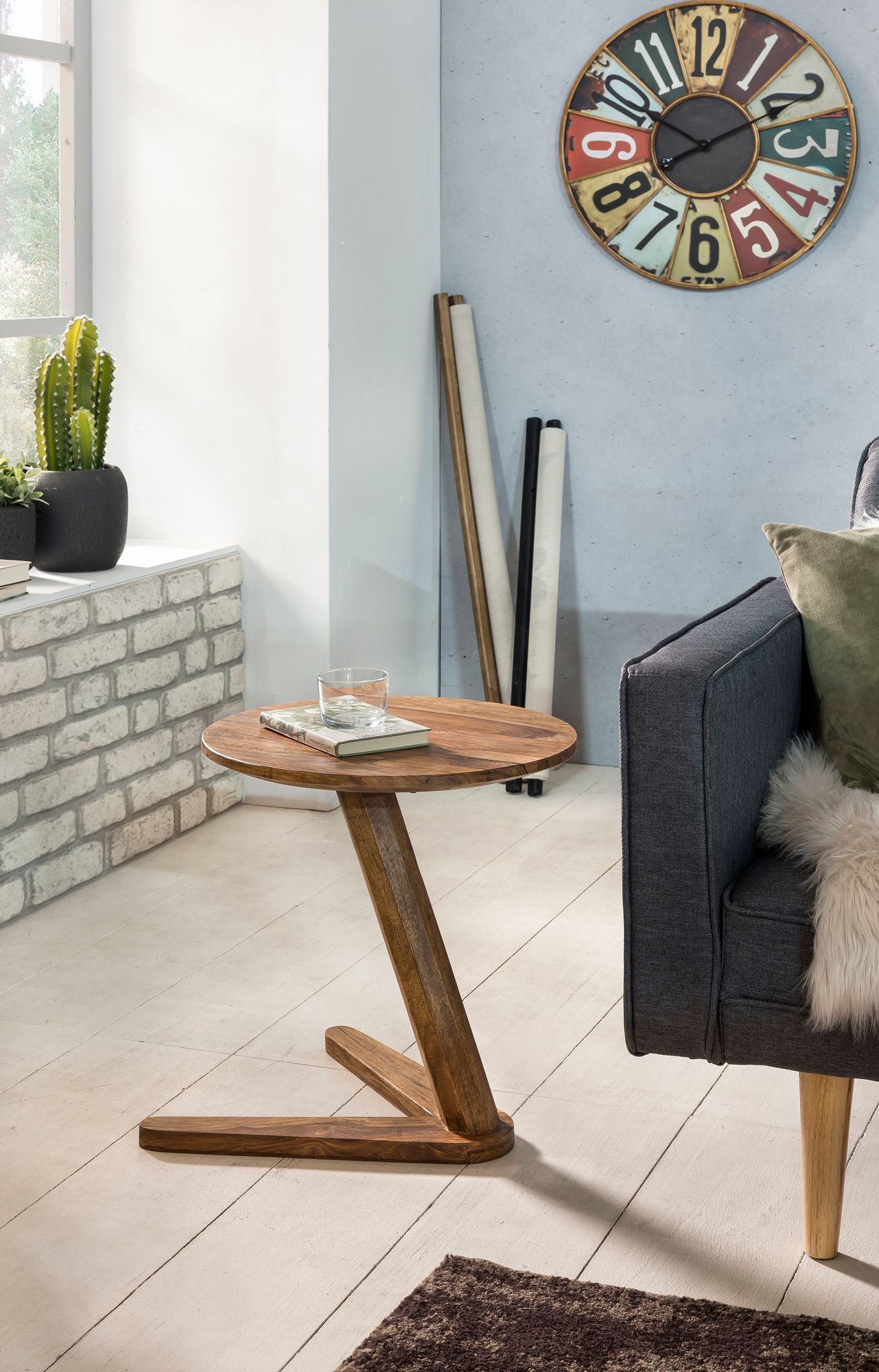 Beistelltisch Andenes Sheesham Massivholz Ø 45 cm
