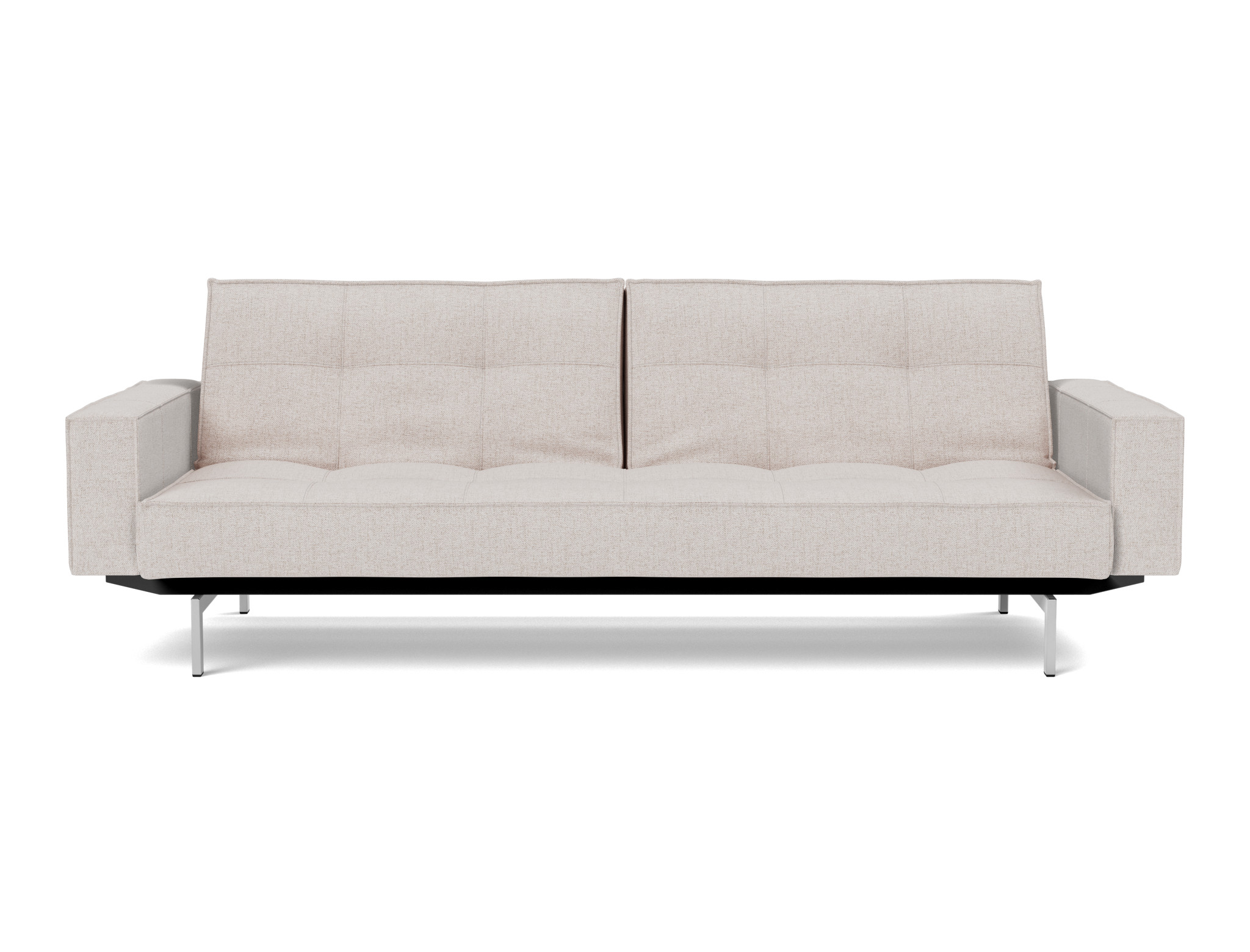 Schlafsofa Splitback mit Armlehnen Strukturierter Stoff Weda 300-Weda-Sand Beine Chrom