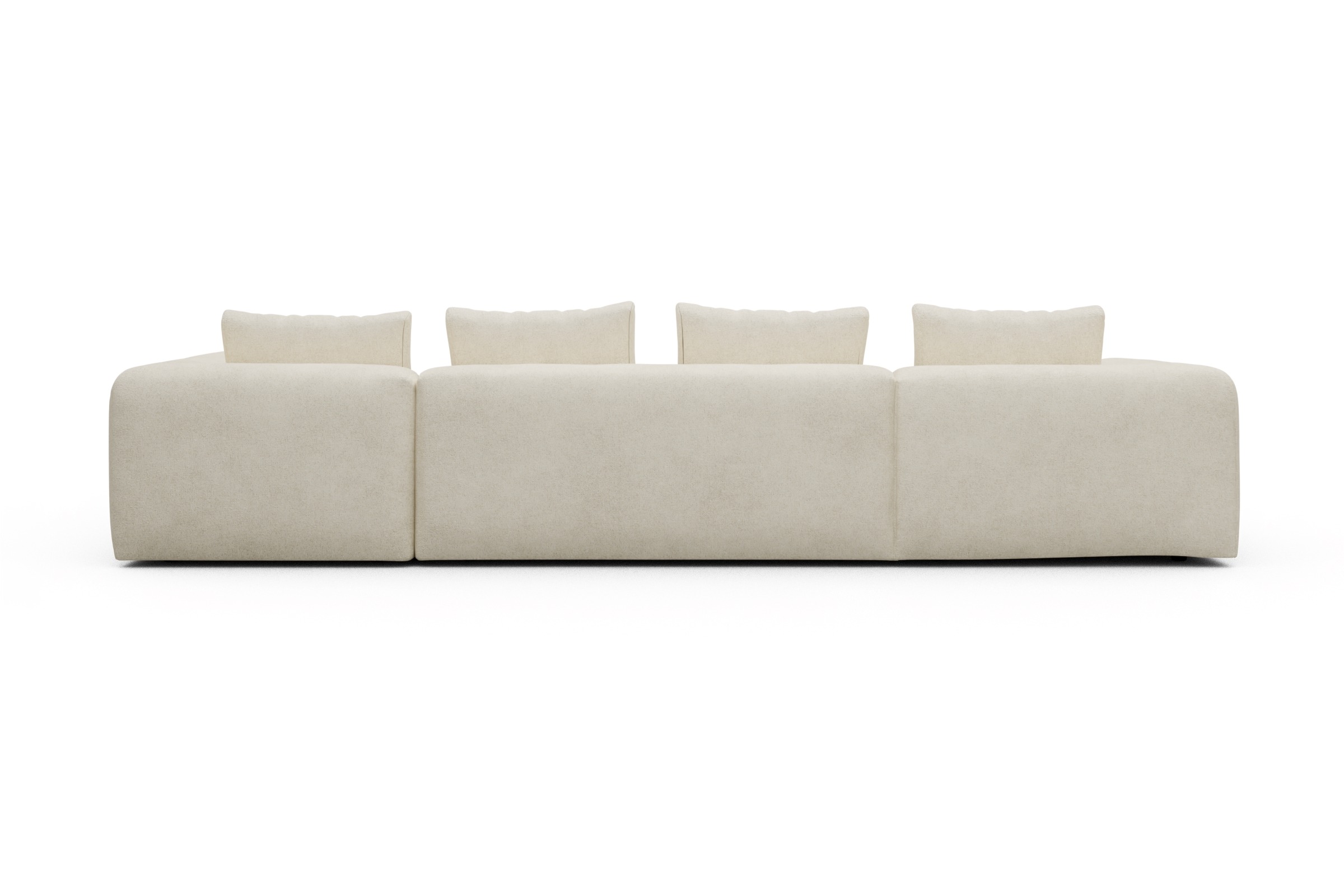 Wohnlandschaft Fred Chaiselongue links mit 2-Sitzer und lange Armlehne rechts Boucle-Off-White