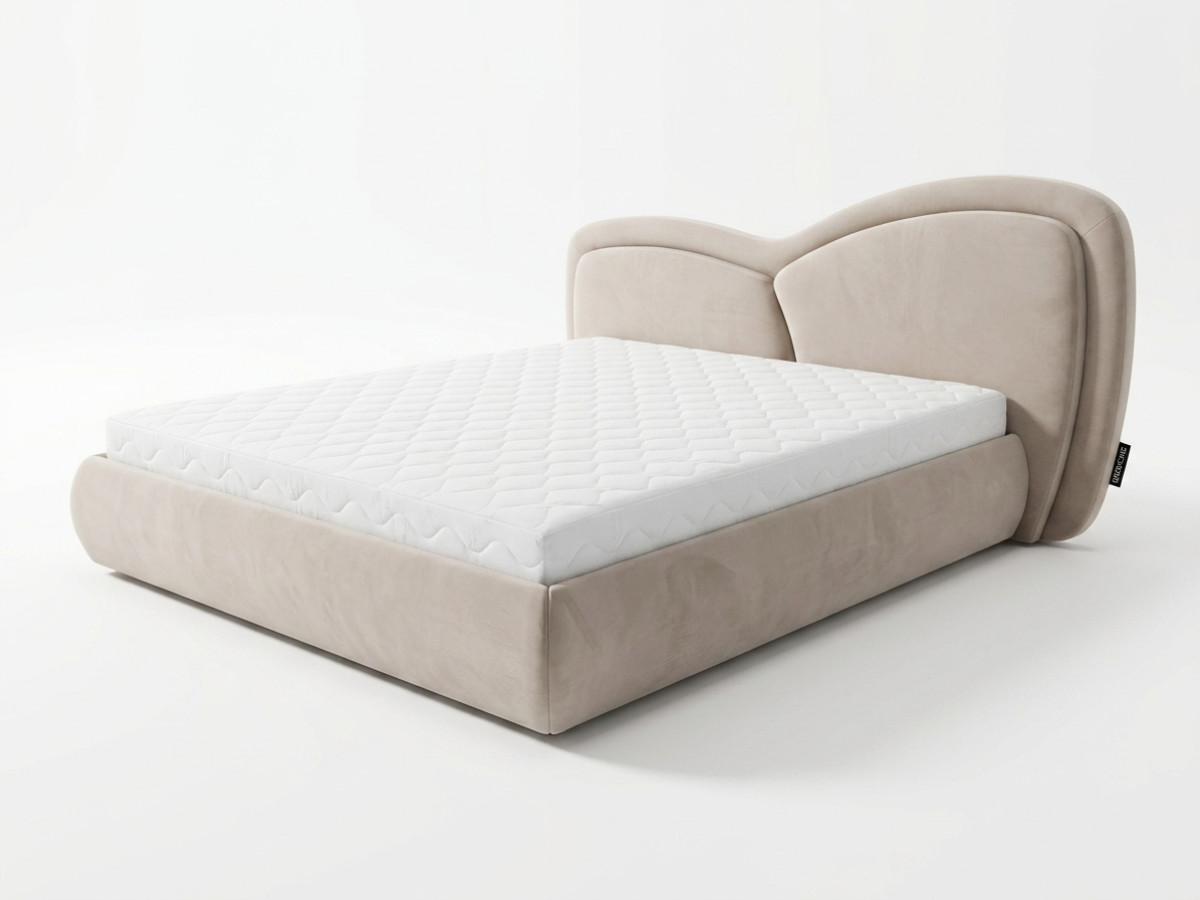 Bobochic Daniela Polsterbett Samt Beige, Liegefläche 140 × 190 cm