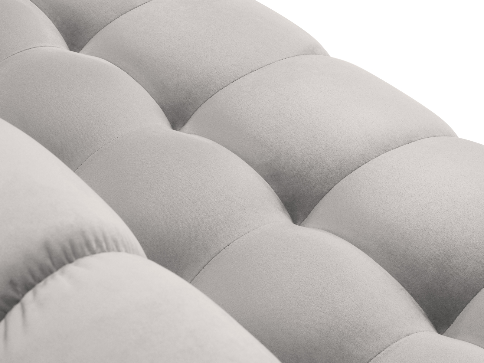 Cosmopolitan Design Ecksofa Bali 5-Sitzer Samt Bluvel Silber Links Beine Schwarzes Metall