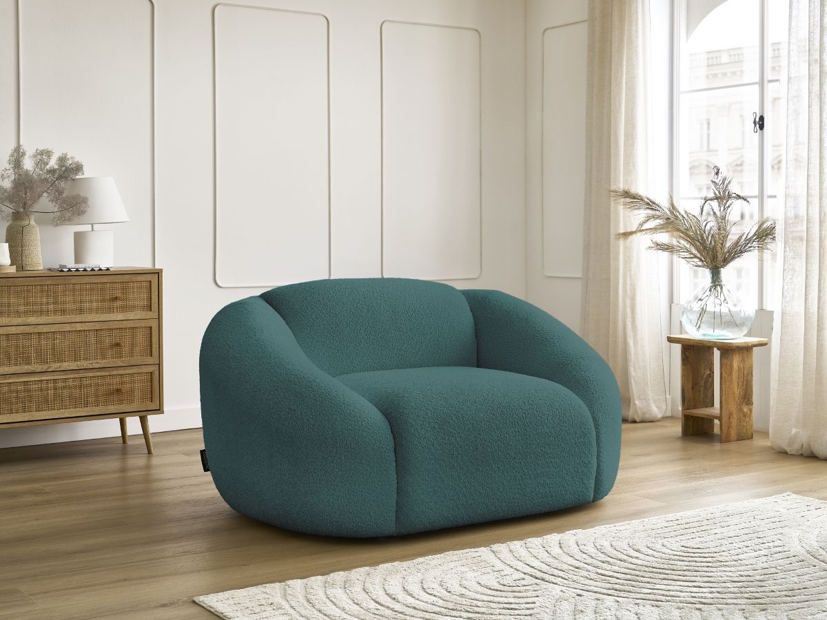 Bobochic Tina Sessel Bouclé-Stoff Hellblau
