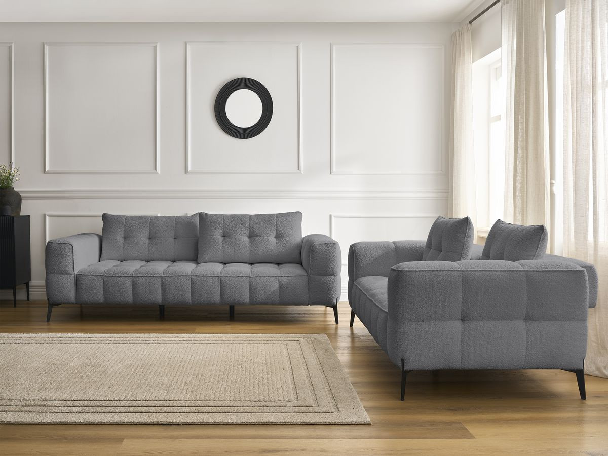 Bobochic Anis Sofa 5-Sitzer Bouclé-Stoff Dunkelgrau