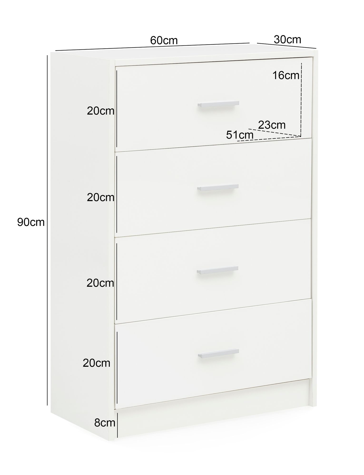Kommode Kolind Weiß 60 × 30 × 90 cm