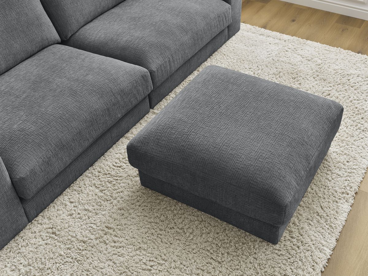 Bobochic Leonard Sofa 4-Sitzer mit Pouf 274 × 109 cm Strukturstoff Dunkelgrau