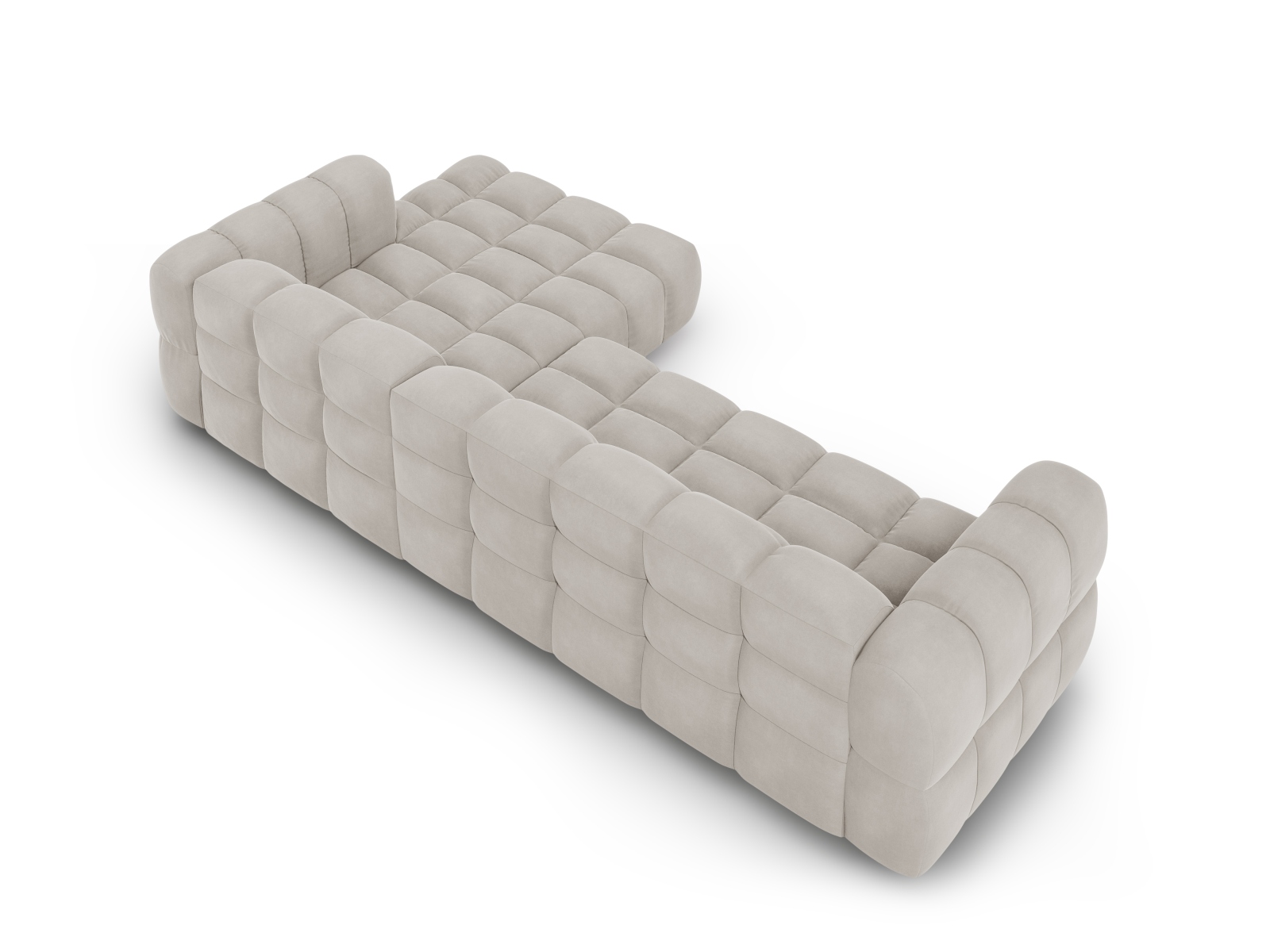 Cosmopolitan Design Ecksofa Sky 4-Sitzer große Version Samt Casino Helles Beige Rechts