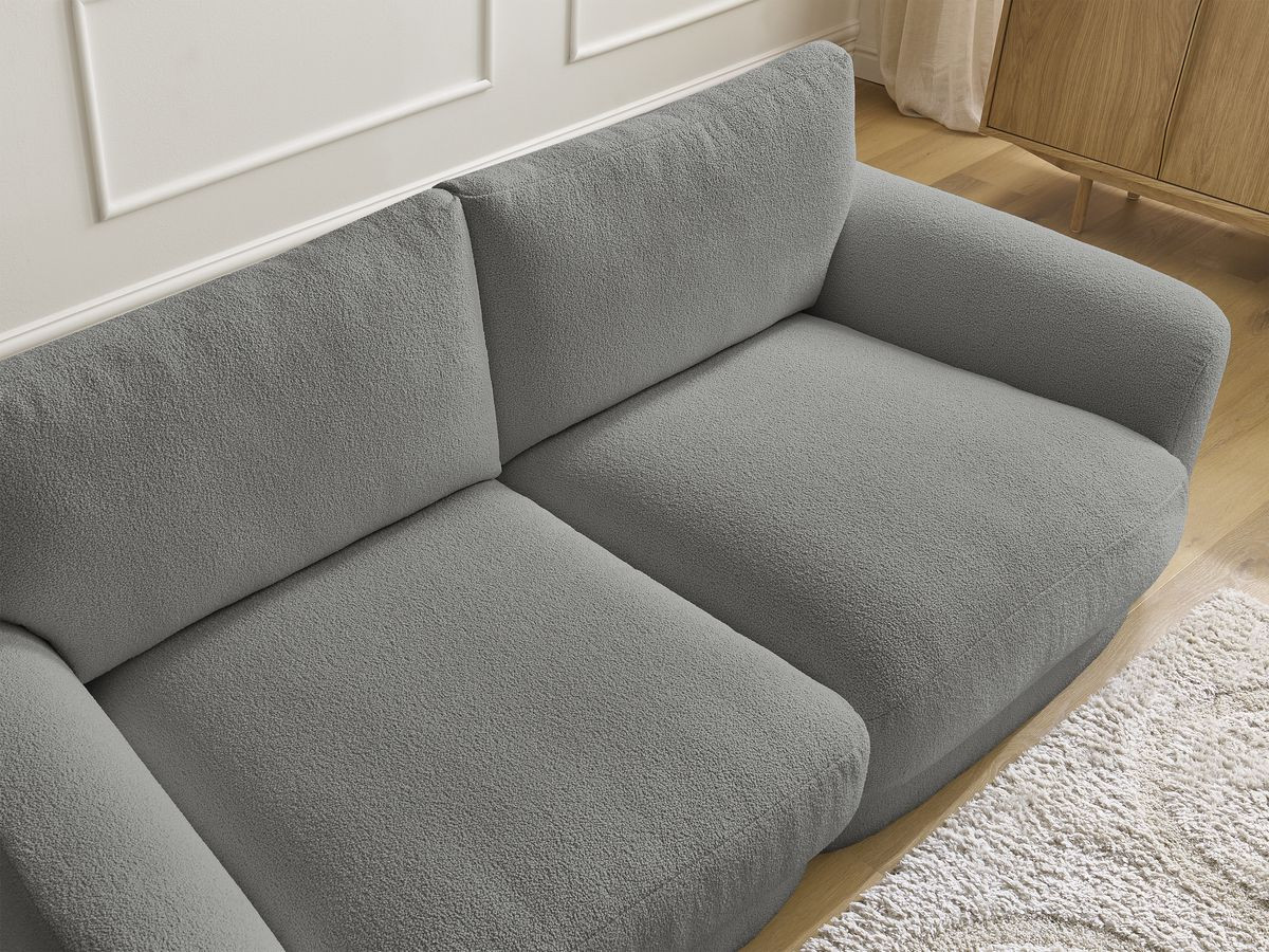 Bobochic Leonore Sofa 3-Sitzer Bouclé-Stoff Dunkelgrau