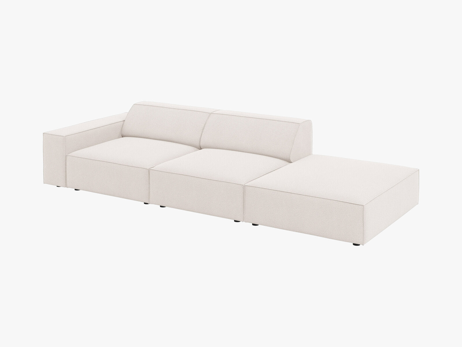 Micadoni Sofa Jodie 3-Sitzer Rechts Strukturierter Stoff Megan Helles Beige
