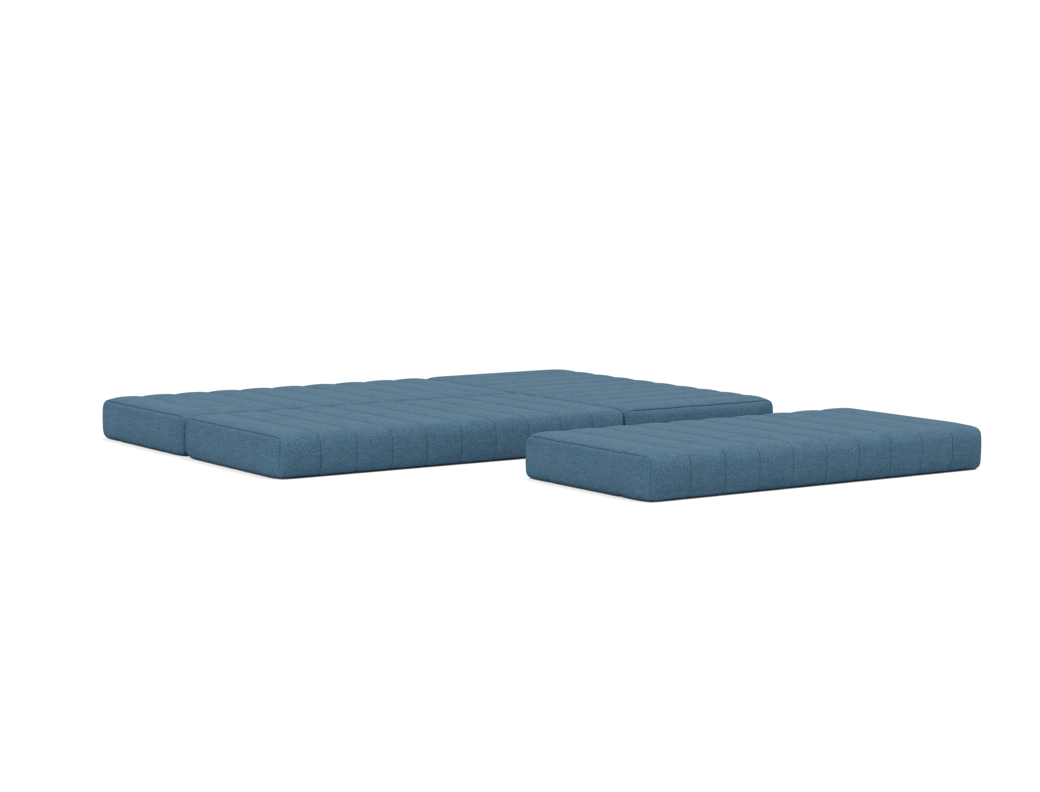 Eck-Schlafsofa CozyPad L-Form mit Armlehne Strukturierter Stoff Weda 302-Weda-Blue