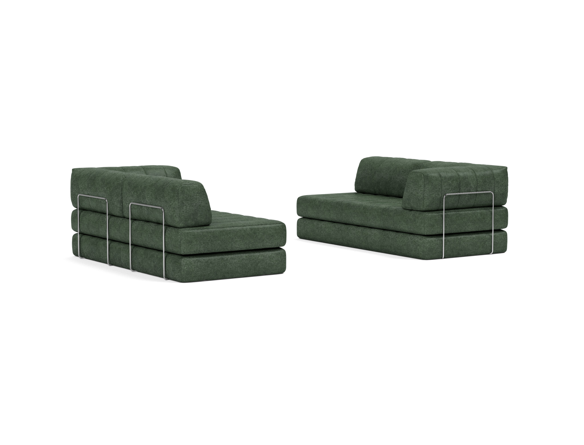 Eck-Schlafsofa CozyPad L-Form mit Armlehne Flachgewebe Avella 281-Pine-Green
