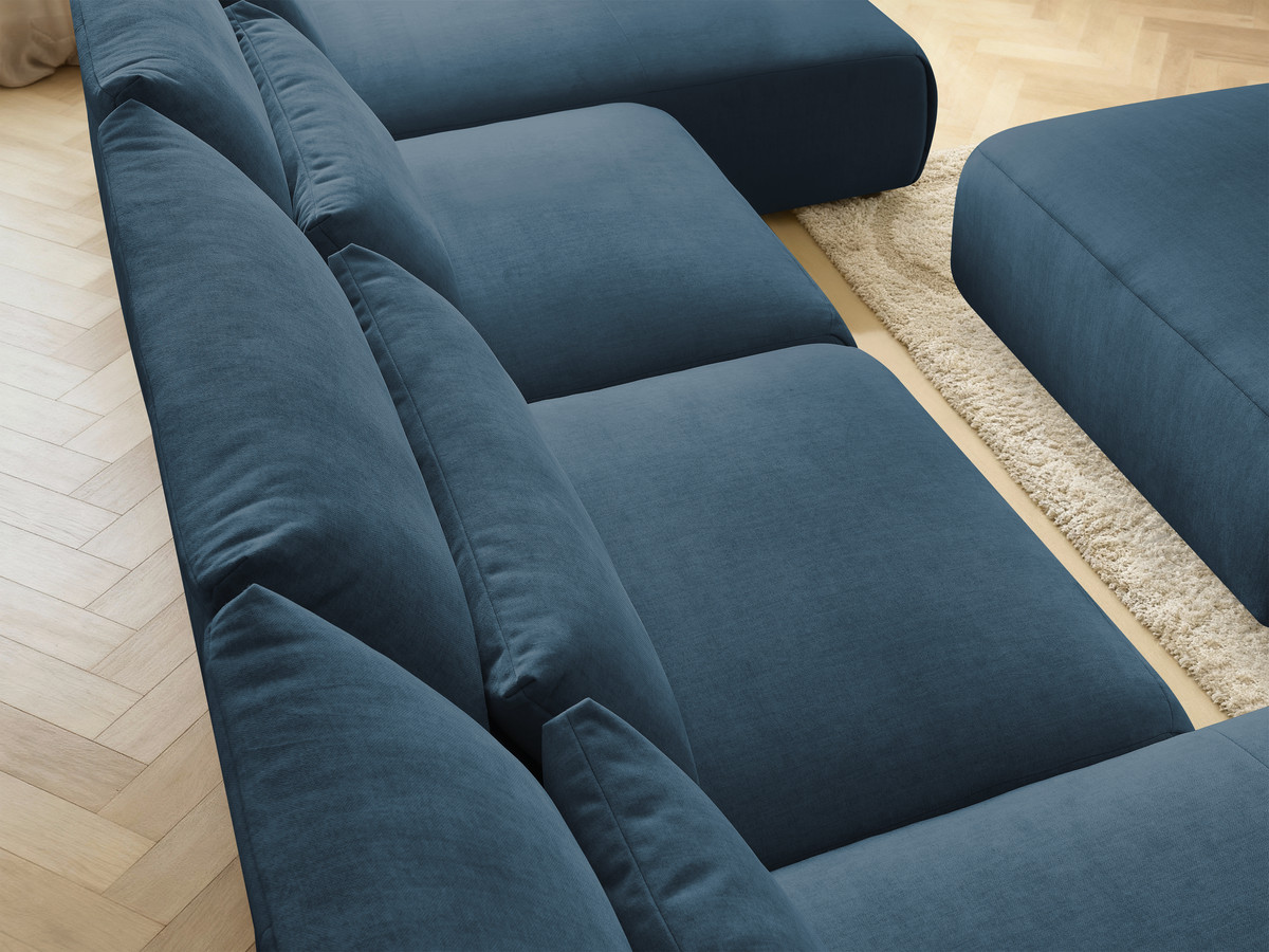 Bobochic Jana Wohnlandschaft mit großem Pouf Samt Blau