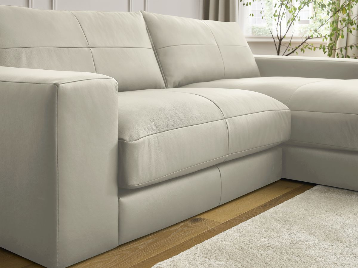 Bobochic Leonard Ecksofa 274 × 159 cm Leder Beige Ecke rechts