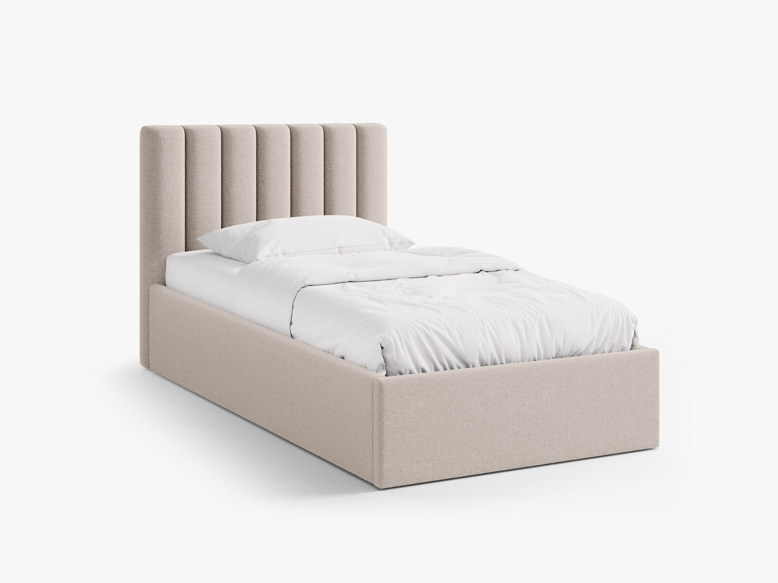 Micadoni Polsterbett Allison Strukturierter Stoff Moly Cappuccino 90x200