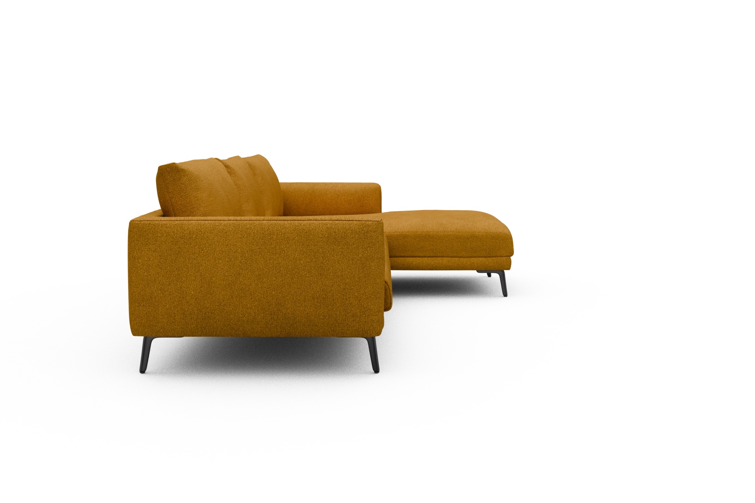 Ecksofa Karl Chaiselongue rechts mit 2,5-Sitzer Boucle-Ochre