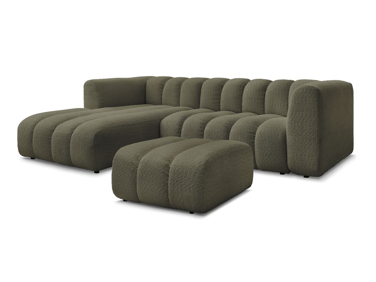 Bobochic Talia Ecksofa mit Pouf Bouclé-Stoff Grün Ecke links