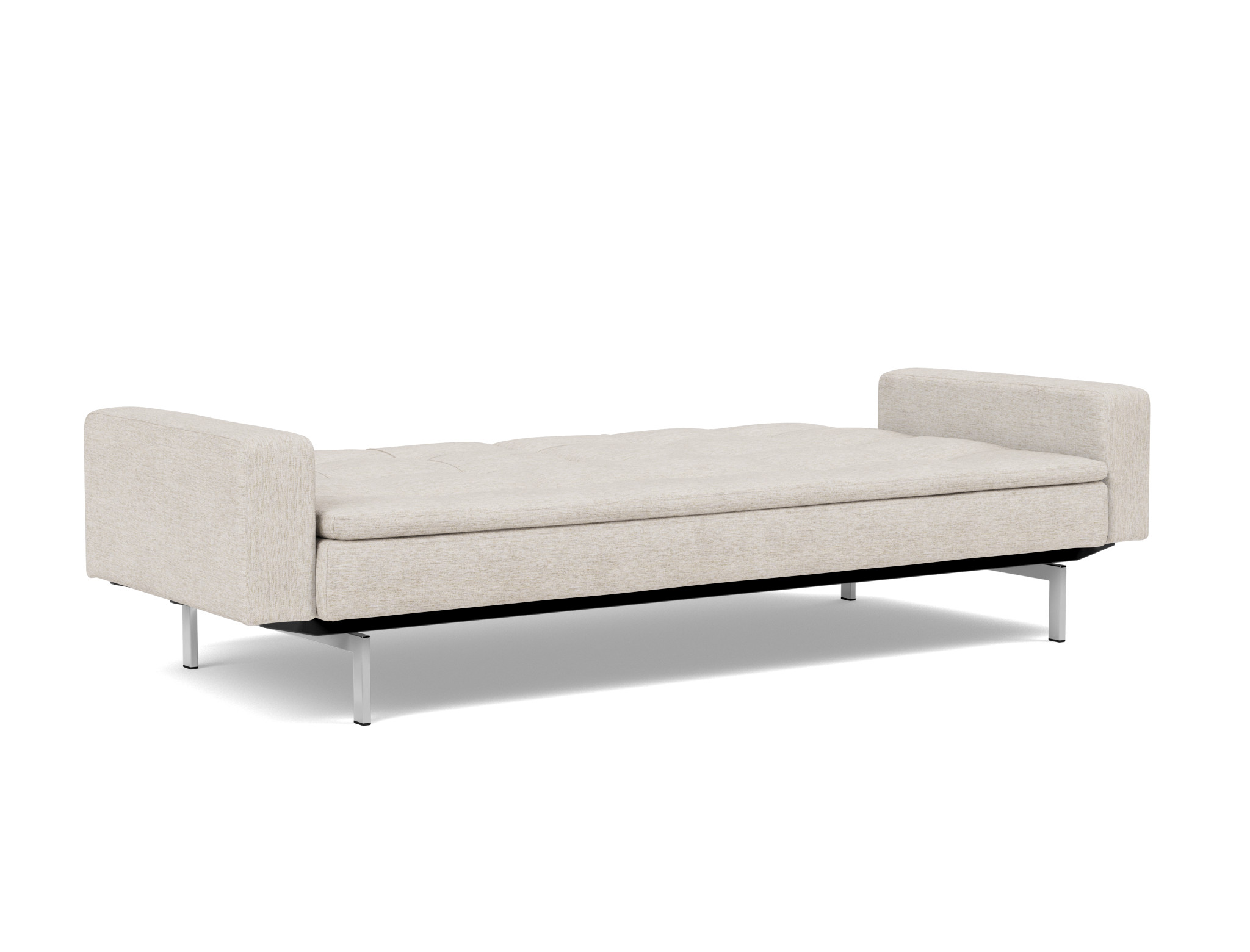 Schlafsofa Dublexo mit Armlehnen Chenille Yuveno 470-Natural Beine Chrom