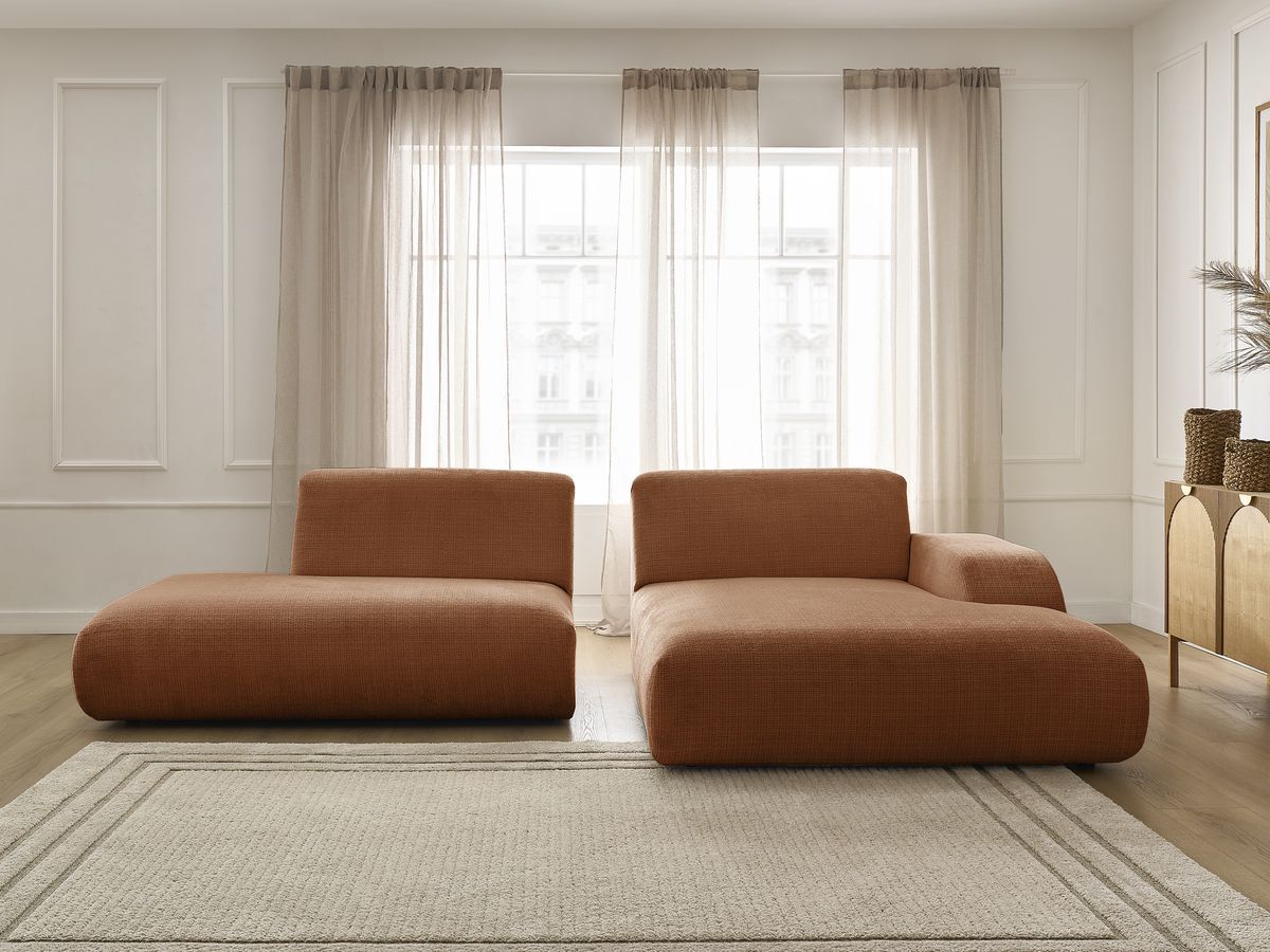 Bobochic Sirius Ecksofa 300 × 170 cm Strukturstoff Orange Ecke rechts